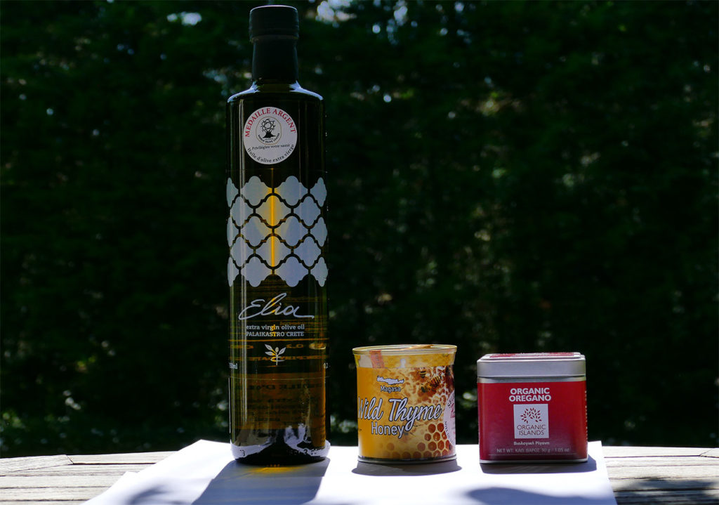 box avec huile d'olive crétoise miel de thym sauvage origan
